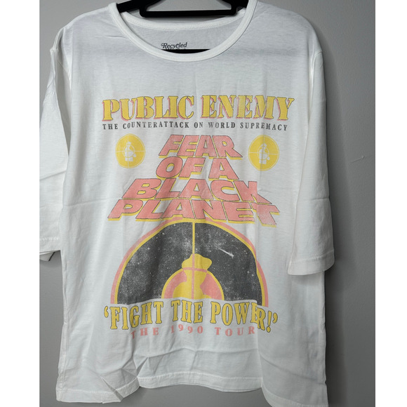 NWT Recycled Karma Public Enemy Fight the Power Tour White T-Shirt Sz M - Picture 1 of 3